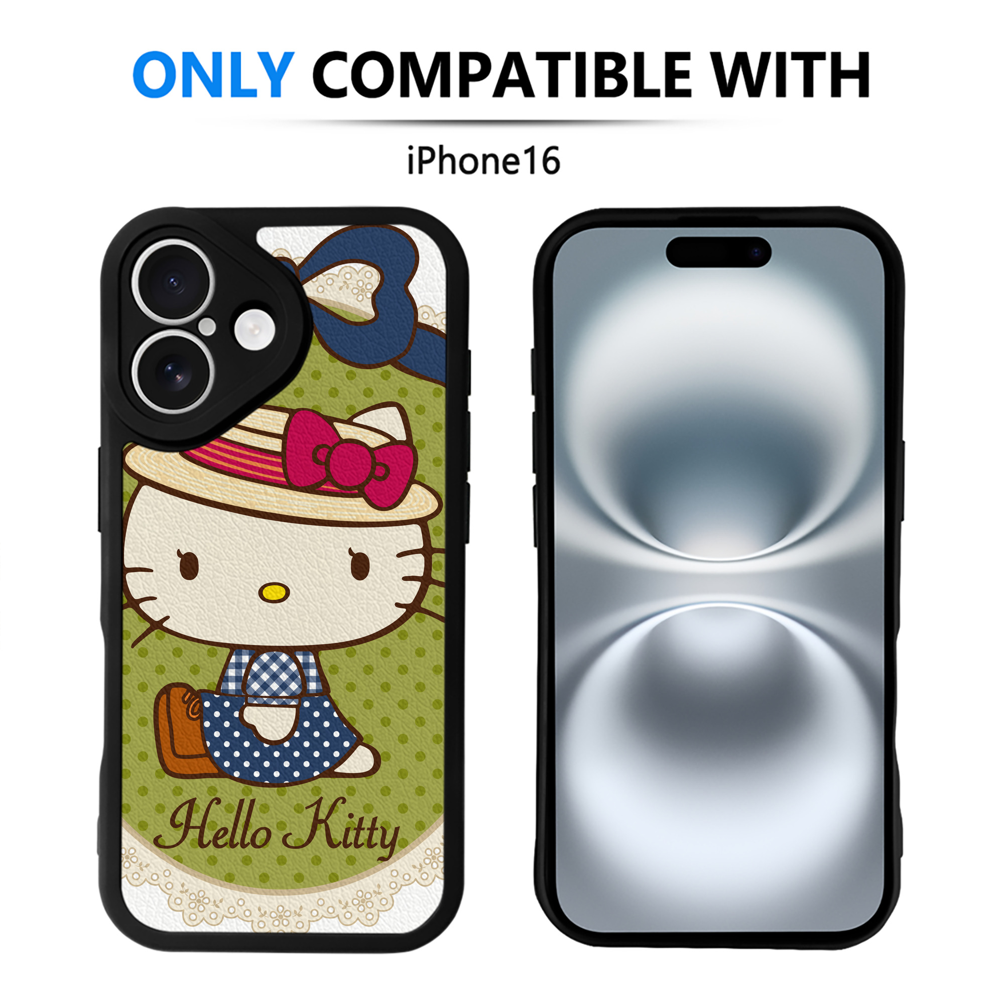 （画像用） Hello Kitty ハローキティ 【iPhone 16シリーズ対応】シリコンスマホケース（レザー調） 材質：シリコン